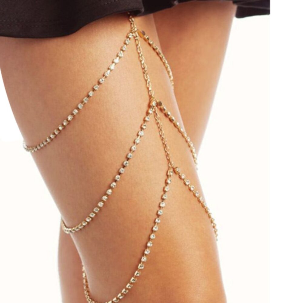 Multilayer Crystal Thigh Leg Body Chain